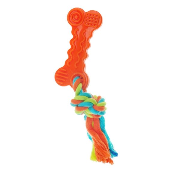 Petpath Rope with TPR Bone Dog Toy, Orange PE2484063